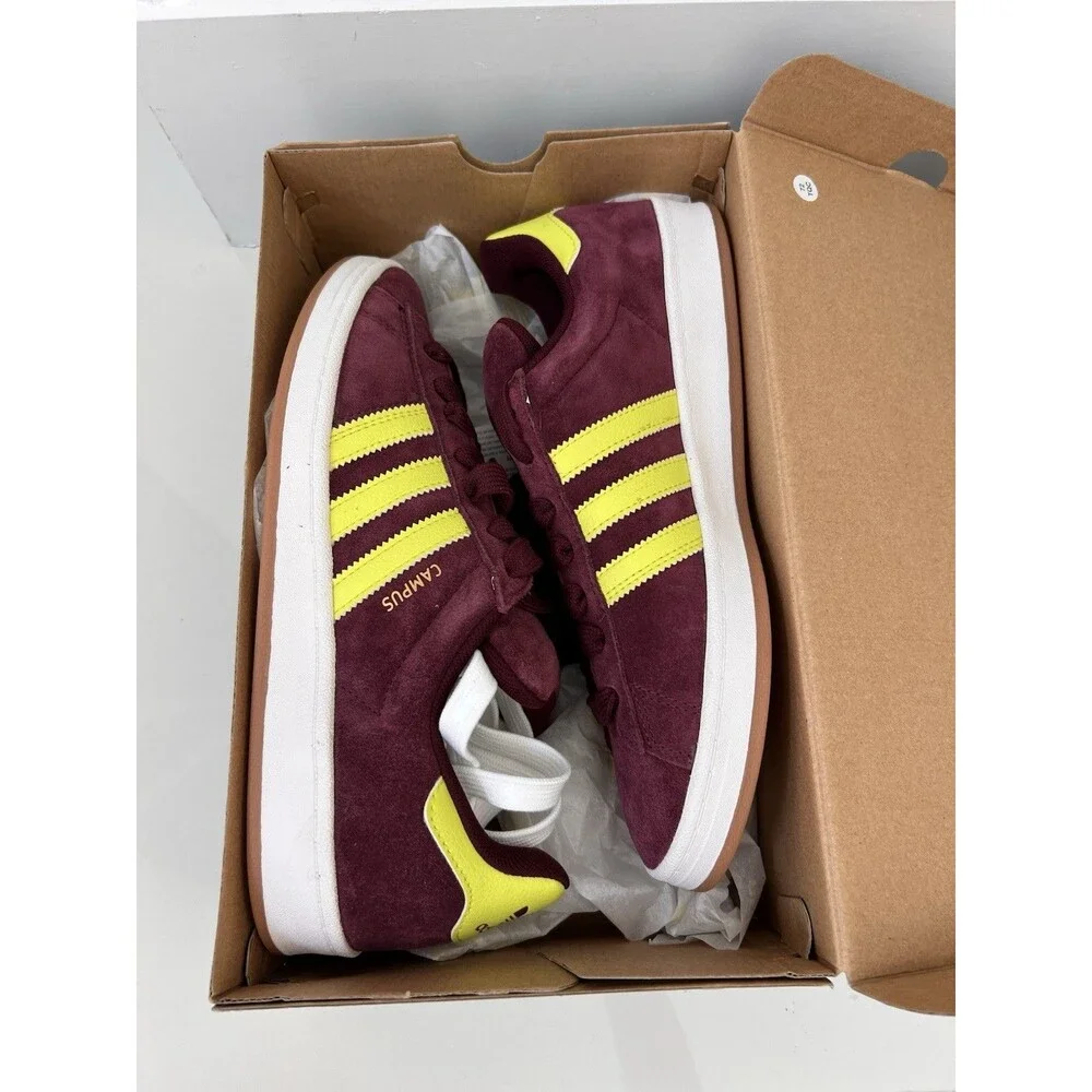 Adidas Campus ADV Maroon Yellow Skate Sneakers NEW JQ2099 Men 8.5 Women 9.5